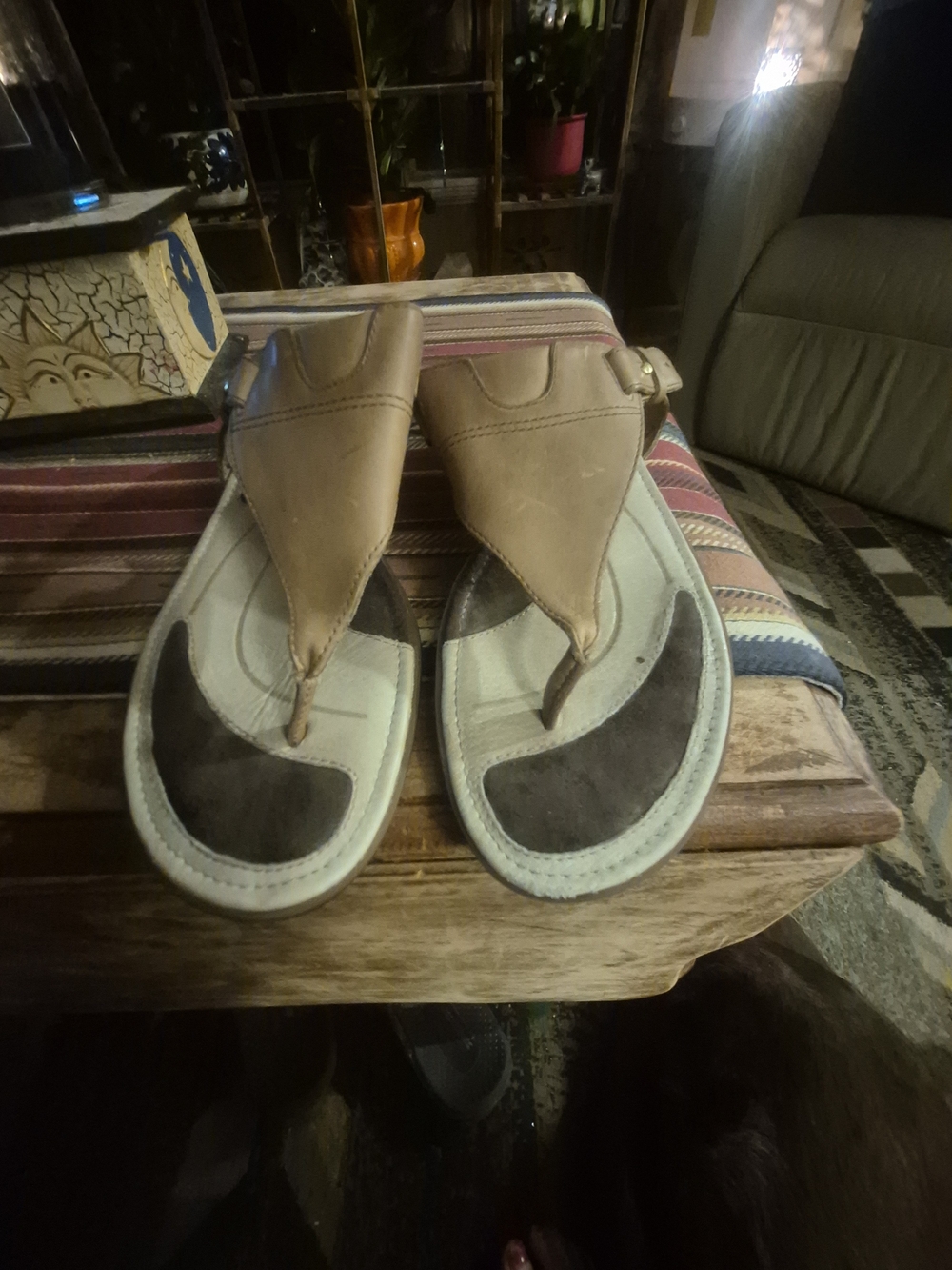 Patagonia Taupe Leather Women's Toe-Post Sandals - Picture 4 of 5
